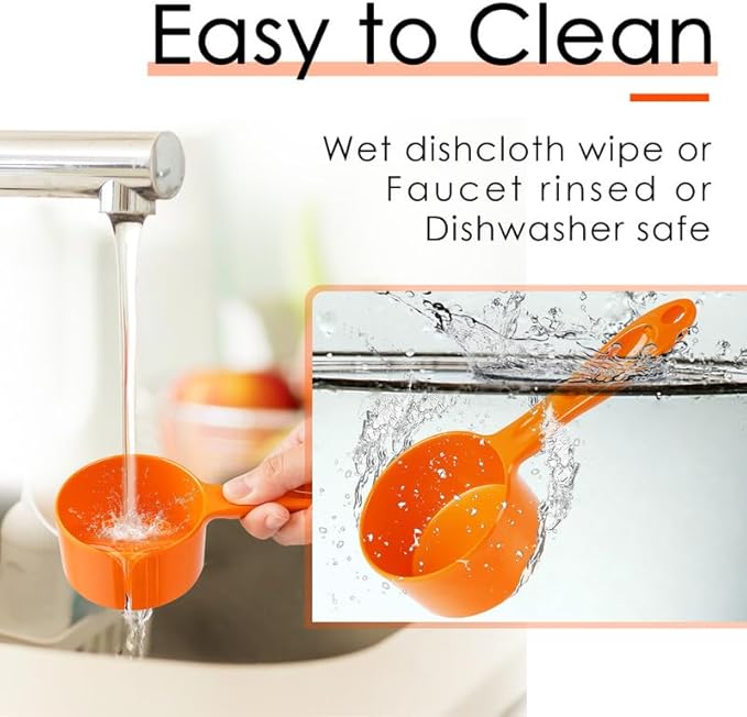 SUPERDESIGN 1/2 Cup Dog Food Scoop for Container Melamine Measuring Scoop for Dogs Cats Birds and Rabbits Pet Food Feeding Scoop Dishwasher Safe - Orange