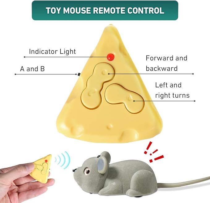 Cat Toys Mice Interactive Kitten Toys snake, Remote control and Smart Sensing Two Mode Mouse Rechargeable, Automatically Sense Obstacles and Escape, Realistic Animal Series Mice Tricky Toys (mice toy)