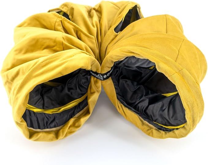 Velvet Fabric - Foldable/Collapsible - 55x8.66 Inches Cat Tunnel (Yellow)