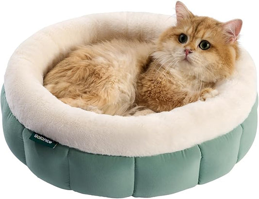 BALANCE Round Cat Beds for Indoor Cats - Donut Dog Beds for Small Dogs, Washable Pet Bed for Puppy and Kitten with Anti-Slip Bottom