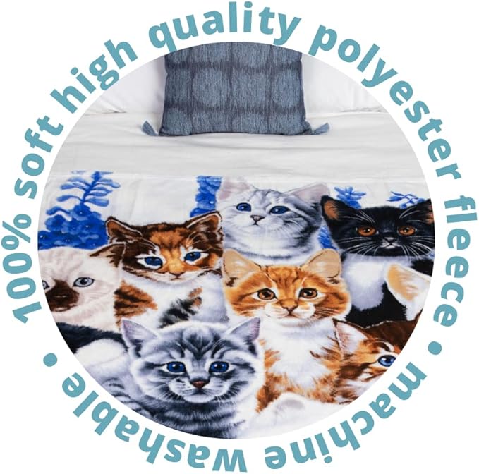 Dawhud Direct Collage Kitten Fleece Blanket for Bed, 50" x 60" Cute Fleece Throw Blanket for Girls, Women, Men and Kids - Super Soft Plush Cat Blanket Throw