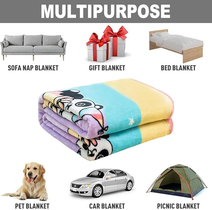 Cute Panda Blanket, Warm and Plush Rainbow Throw, Great Gifts for Kids Boys and Girls, 50x60 Inches