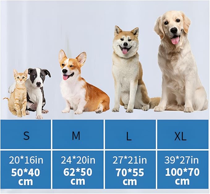 Pet Cooling Mat Cooling Fiber - Washable Non-Toxic Pet Indoor Outdoor Bed, Foldable Pee Pads for Dogs Settle Mat Cooling Dog Blanket Cat Cooling Pad (Blue, Large)