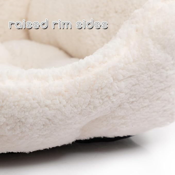 Hollypet Sherpa Fleece Dog Bed, Self-Warming Pet Bed for Small-Sized Dogs Cats Sleeping Bag Cushion, Rectangular Pet Bed, White