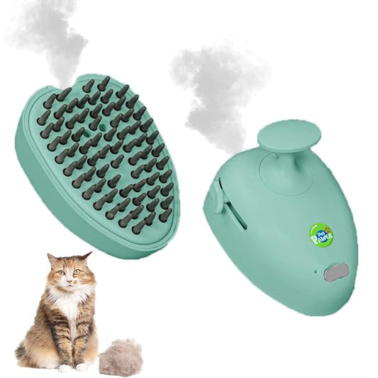 4 in 1 Cat Steam Brush for Shedding, Rechargeable Cat Brush with Steam, Steam Pet Hair Brush for Indoor Cats, Massage, Cleaning, Shedding, Combing & Remove Floating Hair All In One