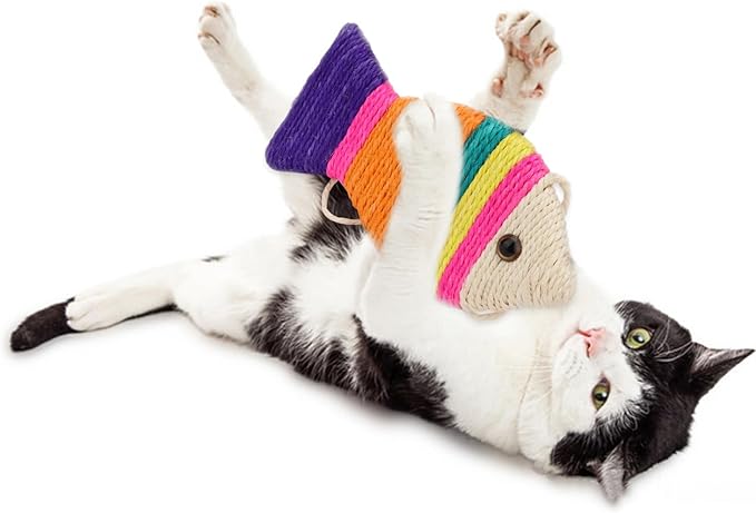 Hypeety Cat Scratching Board Creative Fish Shaped Cat Claw Toy Colorful Sisal Pad Scratch Lounge Durable Scratching Pad Interaction Toy (S)