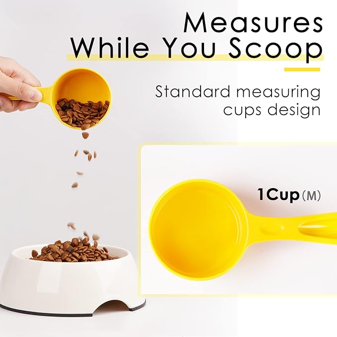 SUPERDESIGN 1 Cup Dog Food Scoop for Container Melamine Measuring Scoop for Dogs Cats Birds and Rabbits Pet Food Feeding Scoop Dishwasher Safe - Yellow