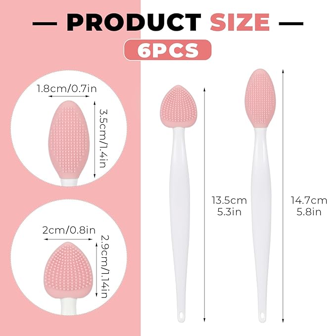 6Pcs Cat Acne Chin Treatment, Black Seed Brush Soft Silicone Cat Grooming Scraper Brush, for Cats Chin Acne & Blackhead Exfoliation, Double-sided Cat Brush