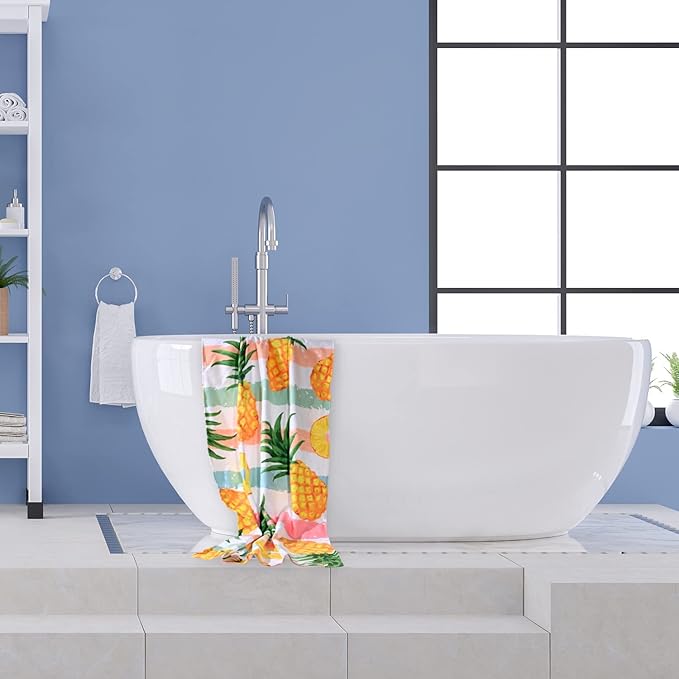 LIVILAN Oversized Pineapple Beach Towel, Lightweight Microfiber Absorbent Quick Dry Sand Free Blanket Towels, Thin and Soft Pool Travel Bath Swim Towels for Adults Kids, 30"x60" Yellow Towel Gifts