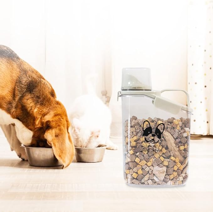 Dog Food Storage Container Airtight Portable Dog Food Container with Handled Lid and Pour Spout,Food Storage for Dog Dry Food Small Pet Food Container with Measuring Cup for Home, Travel,2.8L