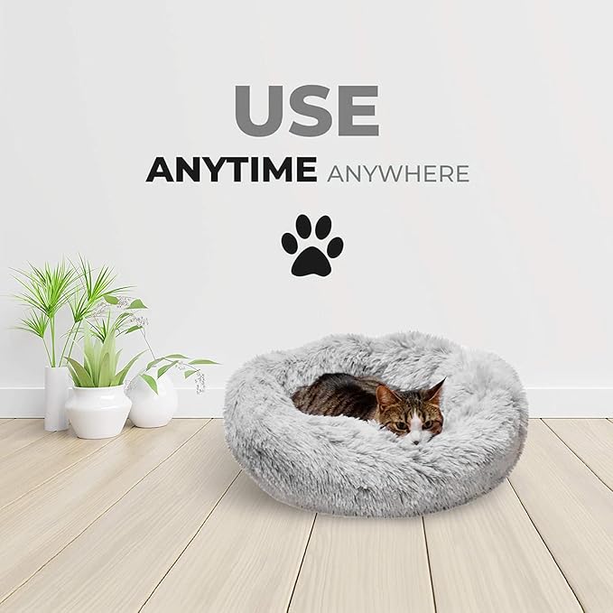 Whiskers & Friends Cat Bed, Cat Beds for Indoor Cats Washable, Small Dog Bed Calming Pet Bed, Cat Beds & Furniture, Large Cat Bed, Kitty Kitten Bed
