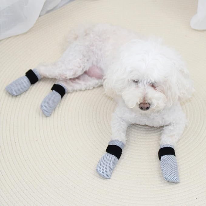 HDKUW Cat Anti-Scratch Shoes, Pet Scratch Deterrent Boots for Cats Small Dogs, Grooming Cat Accessories Nail Gloves, Adjustable Cat Claw Cover for Bathing Shaving Treatment Checking Gray XL