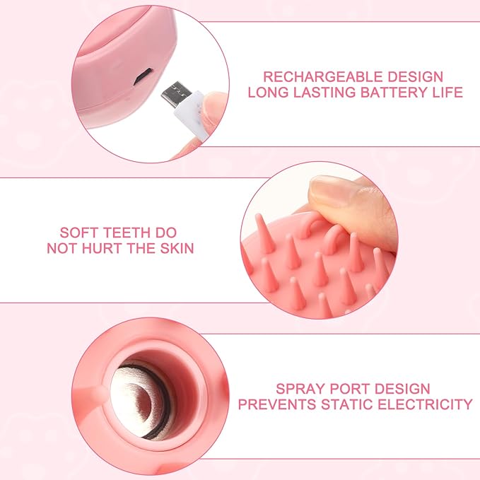 2Pcs Steamy Cat Brush - 3 in1 Cat Steamy Brush,Silicone Massage Grooming Brush with Water,Pet Hair Cleaner Brush Comb for Cats Dogs(Pink)