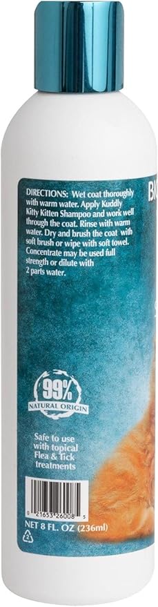 Bio-Groom Kuddly Kitty Shampoo - Tearless, Gentle Kitten Shampoo, Soap-Free, Cat Bathing Supplies, Quick Rinse, Cat & Kitten Grooming Supplies, Cruelty-Free, Made in USA, Cat Shampoo - 8 fl oz 1-Pack