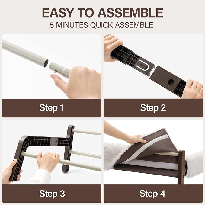 MEWOOFUN Raised Cat Bed,Cat Sofa Elevated Cat Bed Small Dog Couch Cat Beds for Indoor Cats Kitten Bed with Non-Slip Bottom Pet Bed Indoor/Outdoor Up to 44 Lbs(Plush Beige)