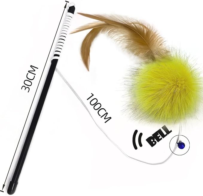 Cat Toys for Indoor Toys,Rainbow Cat Wand Toys,Feather Flips Plush Ball Cat Toys,Interactive Feather Toy for Teaser Play and Chase Exercise with Kitten 3 Pack (pack3)