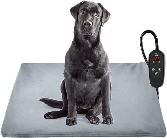 Pet Heating Pad Temperature Adjustment Dog Heating Pad Anti-bite Puppy Heating Pad with Timer Cat Heating Pad Indoor Waterproof Pet Warming Pad Electric Heated Bed Mat Dog