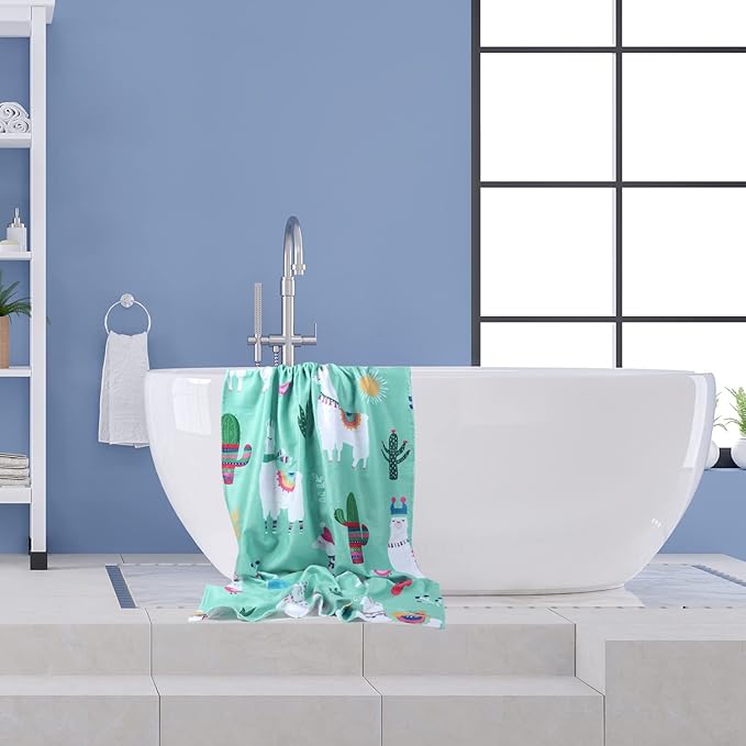 LIVILAN Llama Alpaca Cactus Beach Towels, Microfiber Bath Swim Pool Beach Towel, Quick Dry and Sand Free Oversized Towel 60.00" x 30.00", Super Soft Cute Lightweight Towels Gifts for Women Kids