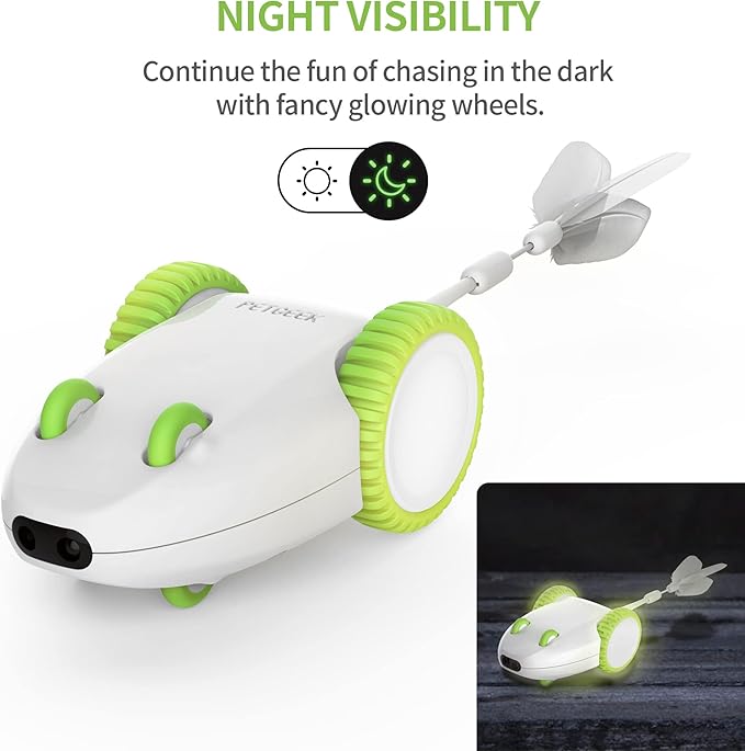 PETGEEK Automatic Cat Toys, Smart Interactive Cat Toy, Rechargeable Electronic Cat Mouse Toys with Cat Catnip Wand, Cat Toys for Indoor Cats, Best Gift for Birthday, Thanksgiving, Christmas, New Year