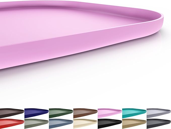 Silicone Pet Feeding Mat with Raised Edge for Food and Water, Dog Bowl Mats, Cat Bowls Placemat with High Lip for Floor Waterproof, Rubber Tray for Cats and Dogs 24 x 16 x0.8 Pink