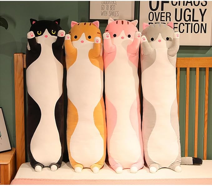 Long Cat Plush Kawaii Body Pillow, Cute Cat Stuffed Animals Soft Plushies.