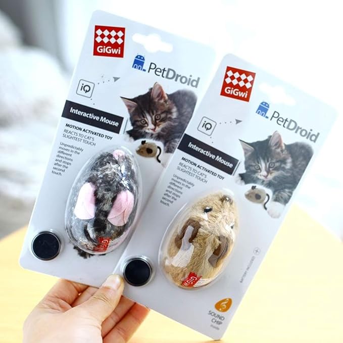 Vealind GiGwi Interactive Cat Toys Auto Moving Mice with Lifelike Squeaky Sound Mouse Toy (Coffee)