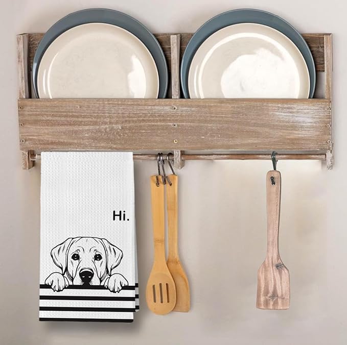 Hi Labrador Waffle Kitchen Towels, Gifts for Labrador Lovers Moms Dish Tea Towels for Kitchen, Dog Lover Gifts Decorative Hand Towels for Bathroom Guest Room Decor, 16x24 Inch