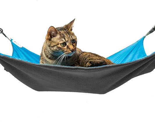 Extra Large Cat Hammock Bed for Cage,Hanging Cat Bed,Cat Hammock Bed,Washable Soft Outdoor Cat Mat,Waterproof Cooling Kittens Pad,Cat Swing for Cats 26 x 20 inches (XX-Large, Blue)