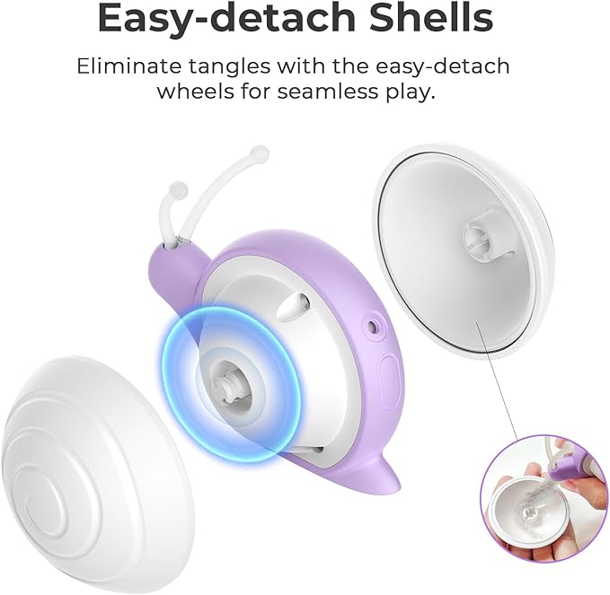 Cheerble Smart Interactive Cat Toy for Indoor Cats Kitten, [2024 Upgraded] Wicked Snail, Kitten Toys, Automatic Cat Toy with LED Lights, DC Rechargeable Moving Cat Toy, Smart Sensing Electric Cat Toy