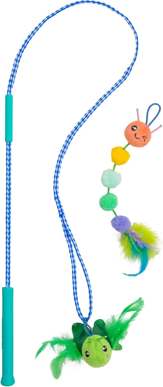Catstages Tail Teaser Ground Prey Play Wand with Catnip Toy Attachments Interactive Cat Wand
