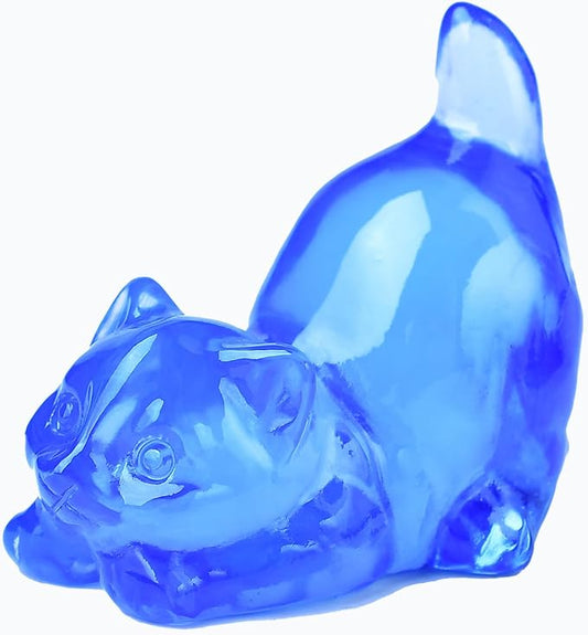 Blue Opal Cat Crystal Statue Healing Crystal Reiki Meditation Pocket Gem Guardian Sculpture Home Study Table Desk Decor Collection Gift for Loved Ones