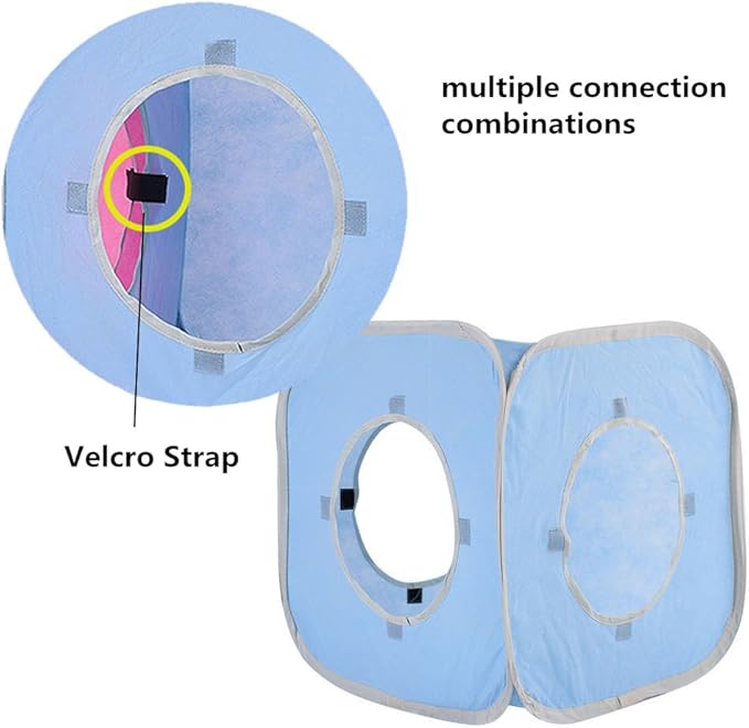 Citmage Cat Cube Pop Up Non-Woven Fabric Play Tent Toy with Hook and Loop,3 Peek Holes Collapsible,Lightweight,Provide Exercise Game for Cats,Kitties,Puppies (Blue)