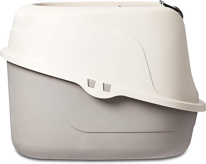 Amazon Basics No-Mess Enclosed Hooded Cat Litter Box, Standard, Multicolor, 21 in x 16 in x 15 in