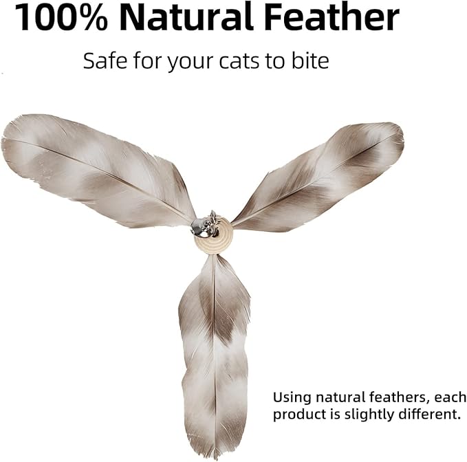 FUKUMARU Cat Wand Toy Natural Feather, Cat Toy Feather Replacement (3 PCS Feather Replacement)