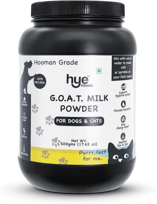 HYE FOODS Goat Milk Powder for Pets | Super Milk | Nutrient-Rich Milk Supplement for Happy and Healthy Dogs Food and Cats Food 500g | 17.6oz