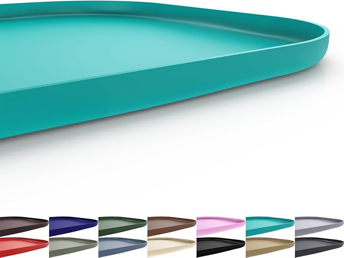 Silicone Pet Feeding Mat with Raised Edge for Food and Water, Dog Bowl Mats, Cat Bowls Placemat with High Lip for Floor Waterproof, Rubber Tray for Cats and Dogs 24 x 16 x0.8 Dark Turquoise