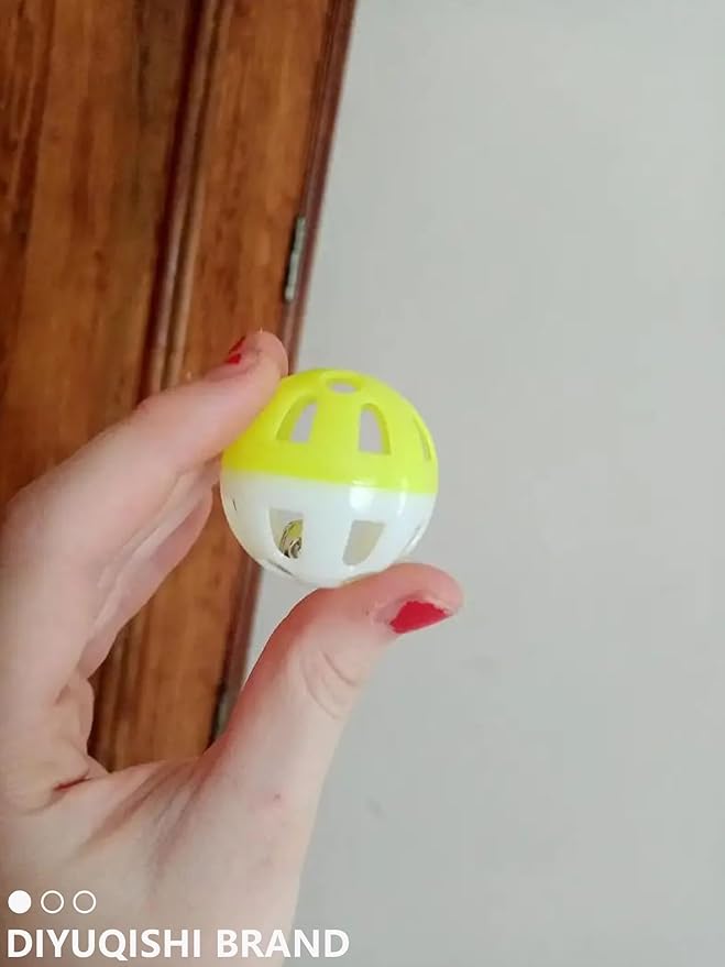 Cat Toys for Indoor Cats & Kittens - 10 Plastic Balls with Bells, Interactive Play & Healthy Exercise, 1.5-2.2 Inches, Assorted Styles