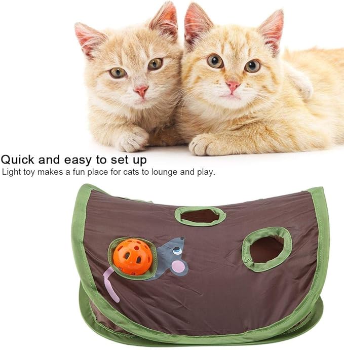 TOPINCN Cat Toy 9 Mouse Holes Pet Cat Interactive Toy Intelligence Trainning with Bell Ball Folding Creative Vocal Cat Mice Toy Hide Seek Toys
