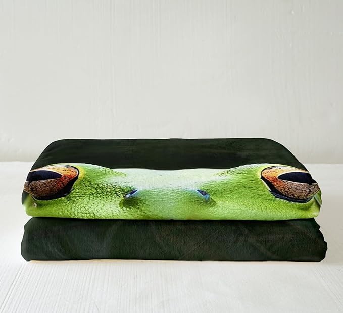 Frog Fleece Throw Blanket Javan Tree Frog Plush Blanket for Sofa Couch Bed Flying Frog Sherpa Blanket 3D Wild Animal Pattern Fuzzy Blanket Green Room Decor Twin 60x80 Inch