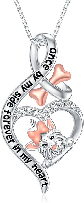 925 Sterling Sliver Yorkshire/Corgi/Labrador/Pug/Bulldog/Paw Print/Cross Necklace Cute Puppy Dog Necklace Jewelry Birthday Gifts for Women Girls Dog Lovers