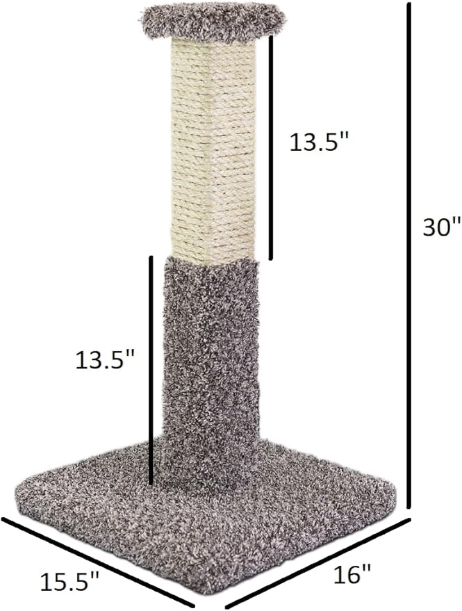 New Cat Condos Solid Wood Cat Scratching Post, Gray Speckled