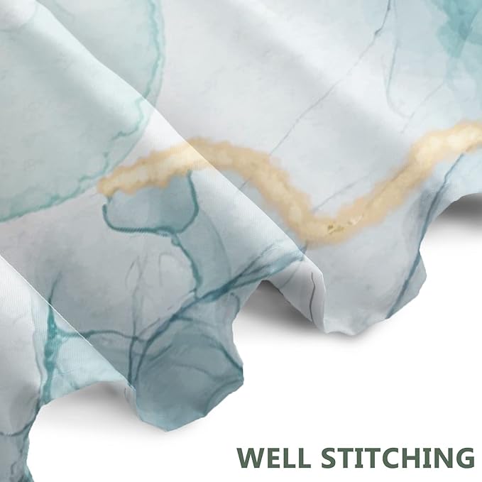 AWERT Teal Marble Shower Curtain for Bathroom Waterproof Quick-Drying Modern Abstract Shower Curtain Set with Hooks 72x84 Inch