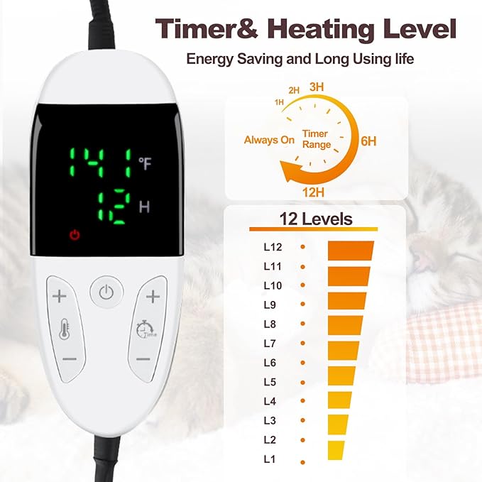 Rypet Heated Cat Bed Cave, Adjustable Temperature Heated Pet Bed Indoor with Timer and Timer, Indoor Cat Cave Bed Cat House with Removable Washable Cushioned Pillow and Chew Resistant Cord Update