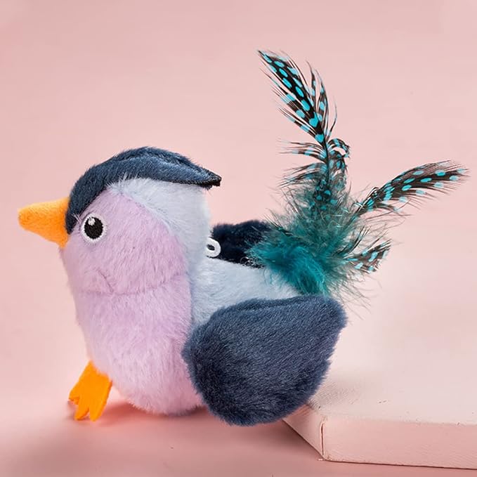 Cat Toys Bird Simulation Cat Toys Cute and Vivid Cat Toy for Cats Play and Exercise Pet Indoor Dancing Playing Toy (Lake Blue)