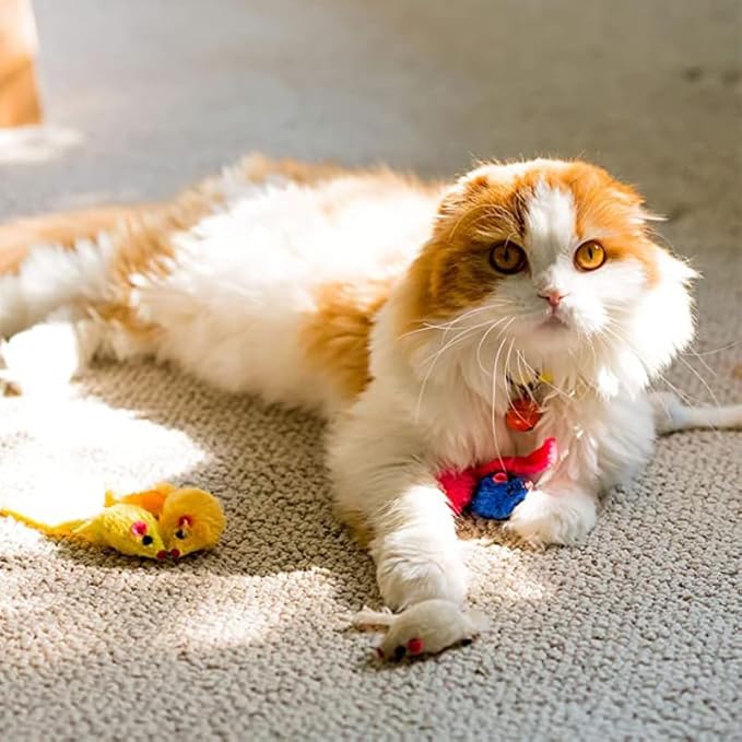 pawstrip Rabbit Fur Cat Toys Interactive Cat Toy Mouse with Rattle Fake Mice Kitten Toys for Indoor Cats Fuzzy Cat Mice Toys Realistic Squeaky Mouse Cat Toy Furry Mice Cat Toys,12Pcs