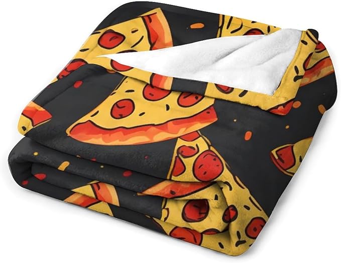 Funny Pizza Food Print Blanket Weird Cute Throw Blankets Gifts for Couch Sofa Bed Stuff Decor Lightweight Cozy Fleece Plush Flannel Bedding for Lover Men Women 60"x80"