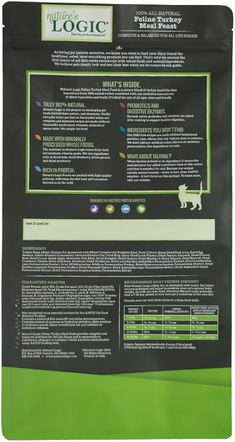 Nature's Logic Feline Turkey Meal Feast, 7.7lbs