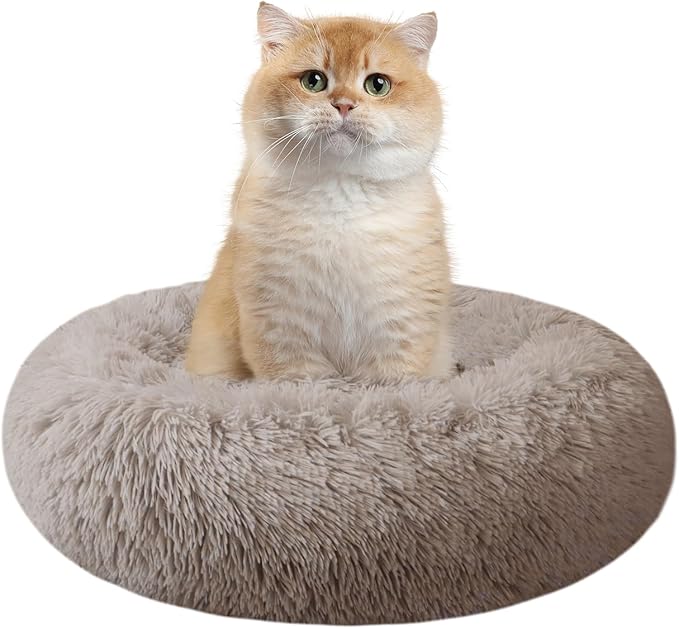 Nisrada Cat Beds for Indoor Cats,15.7 Inch Small Cats Beds, Washable-Round Pet Bed for Puppy and Kitten with Slip-Resistant Bottom