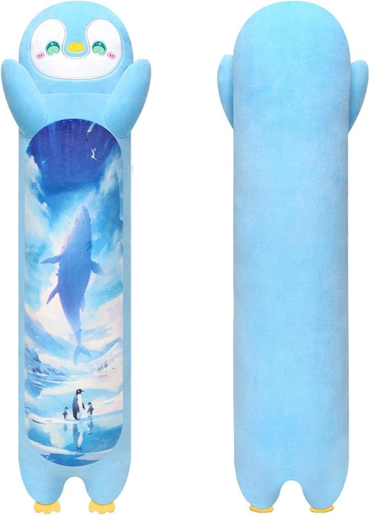 Long Plush Body Pillow, Cute Stuffed Animal, Big Cuddle Toy - Penguin Design, 20 Inches