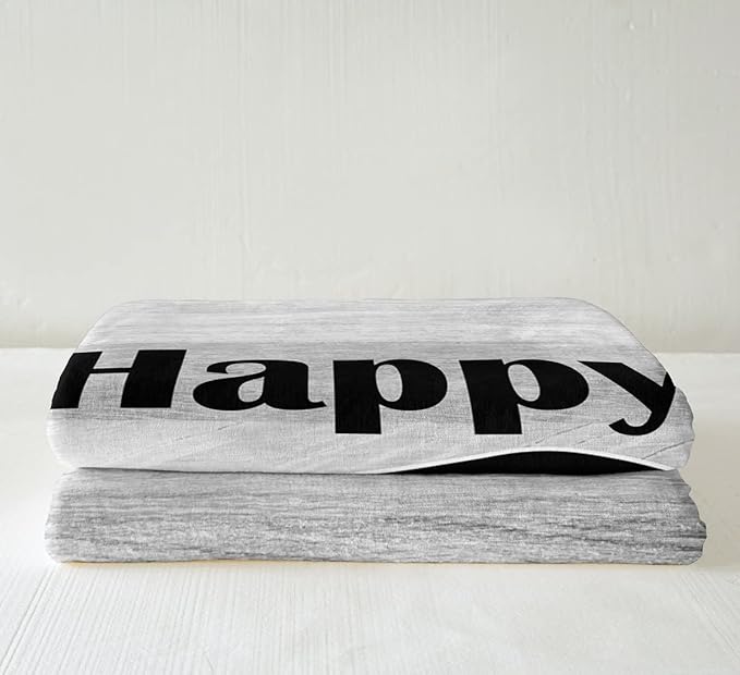 Erosebridal Camper Blanket, Happy Camping Throw Blanket for Couch Bed, Vintage Woodland Silhouette Fleece Baby Size RV Decoration Sherpa Flannel, Farmhouse Bedroom Decor Breathable Luxury